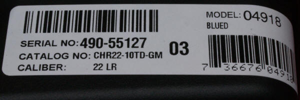Ruger 22 Charger Takedown Case Label