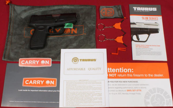 Taurus 709 Slim Pistol Box Contents